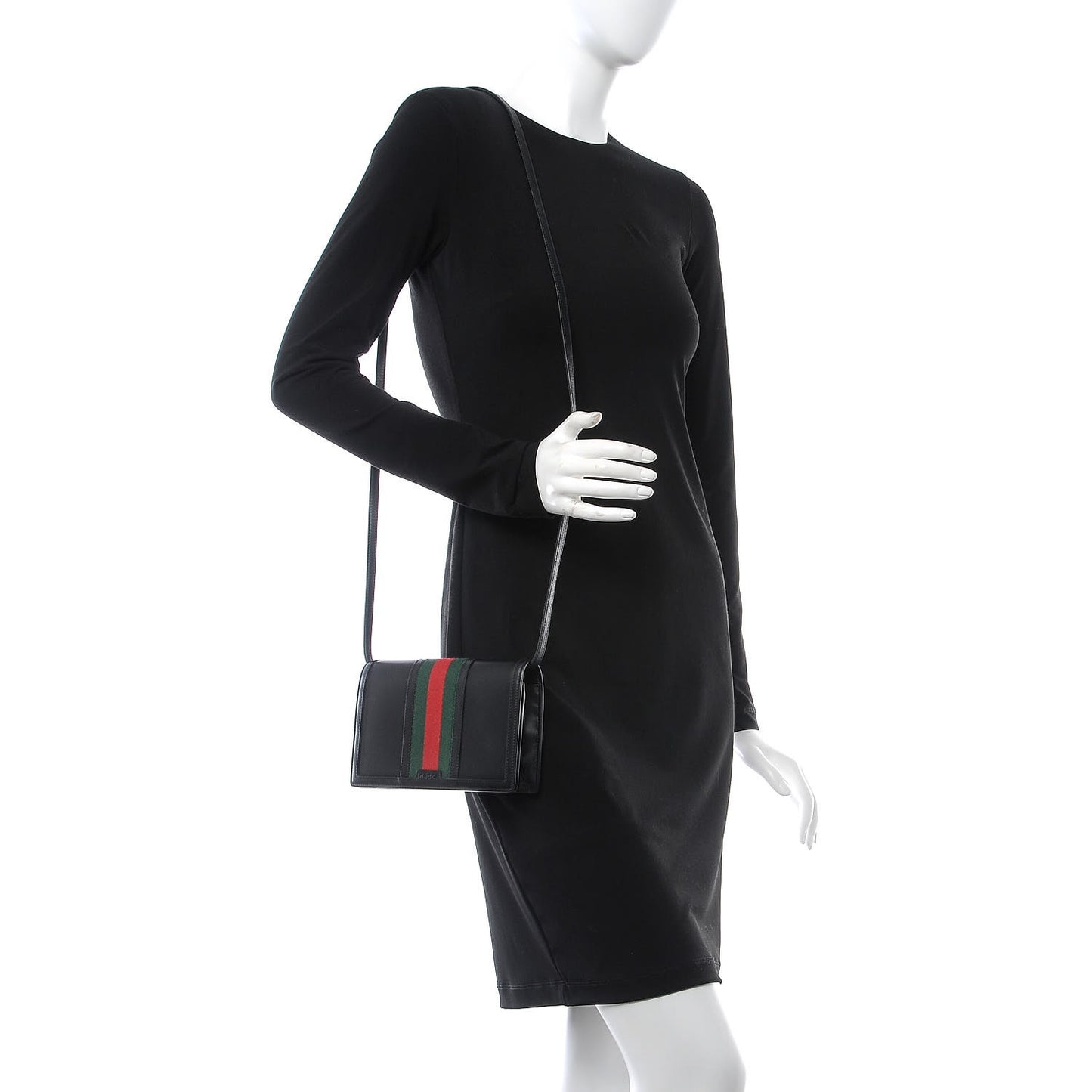 Calfskin Web Wallet with Strap Black