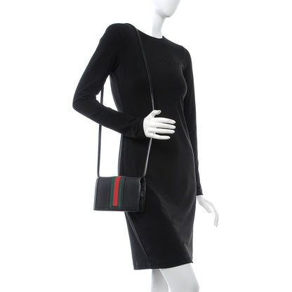 Gucci Calfskin Web Wallet with Strap Black 2 of 11