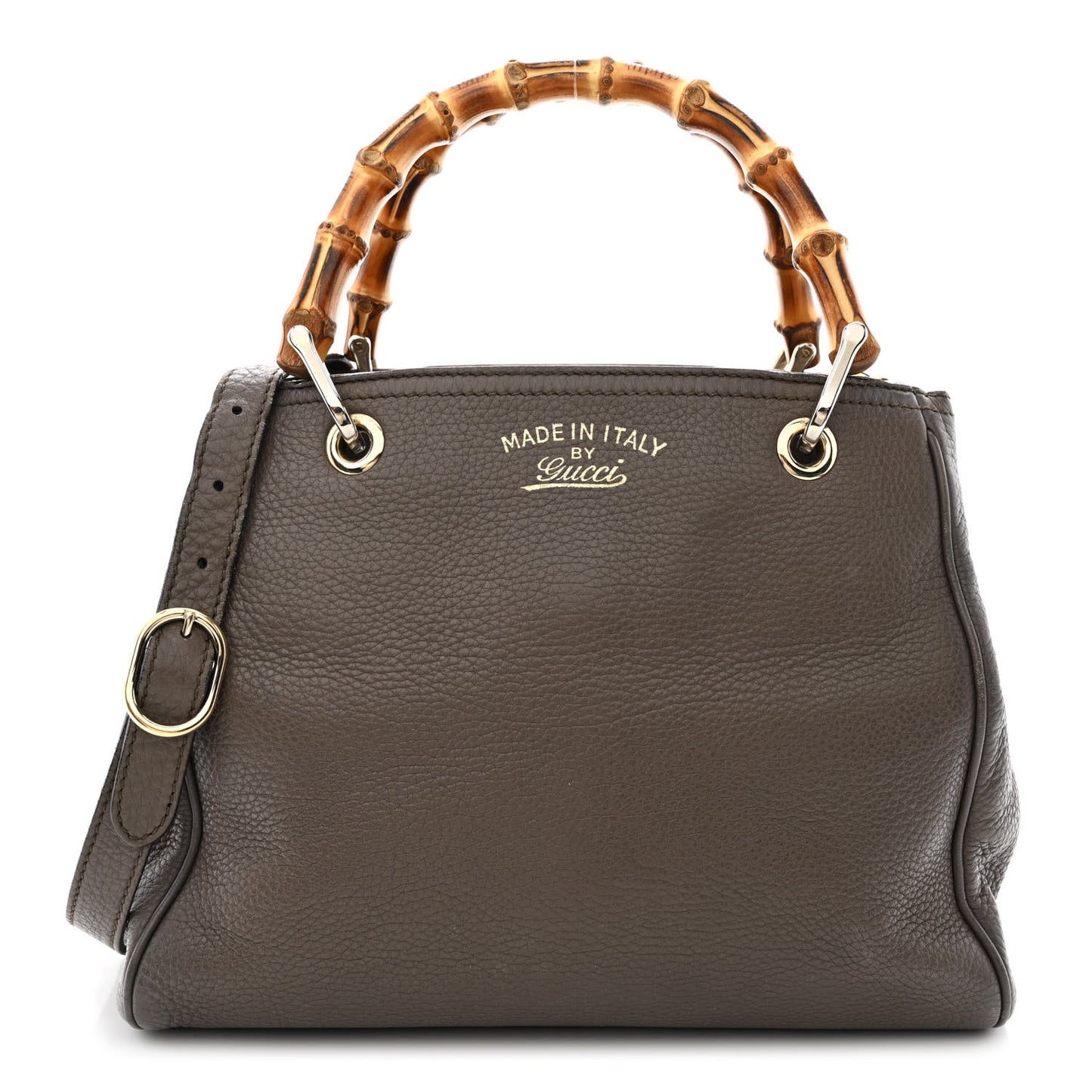 Calfskin Small Bamboo Shopper Tote Grey Field