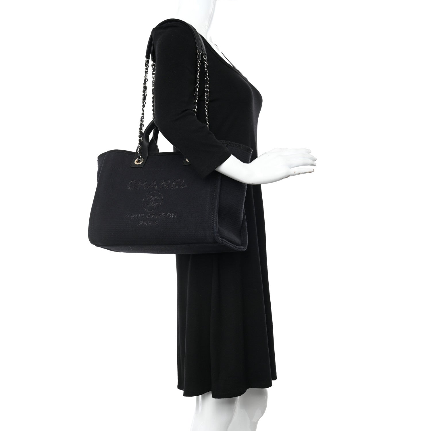 Chanel Mixed Fibers Small Deauville Tote Black 2 of 15