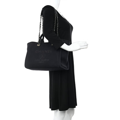 Chanel Mixed Fibers Small Deauville Tote Black 2 of 15