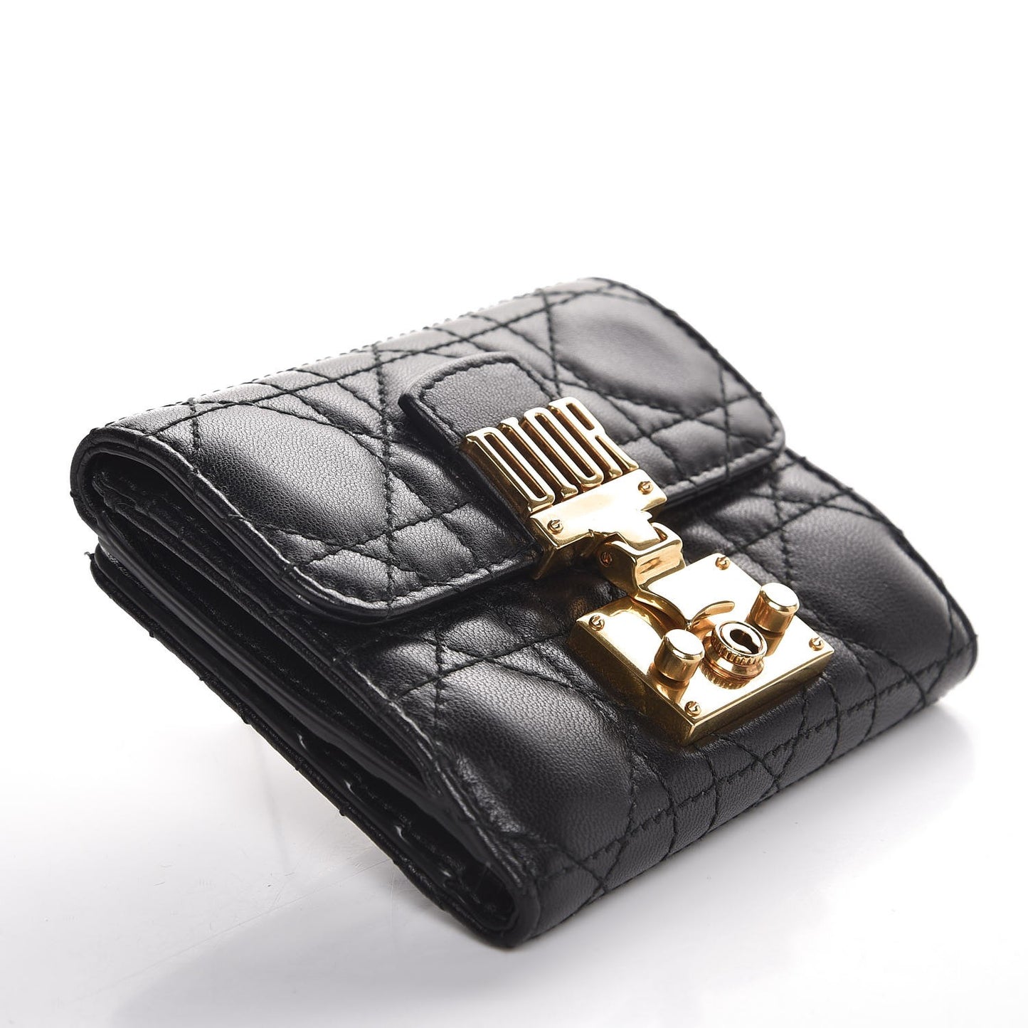 Lambskin Cannage Dioraddict Flap Wallet Black