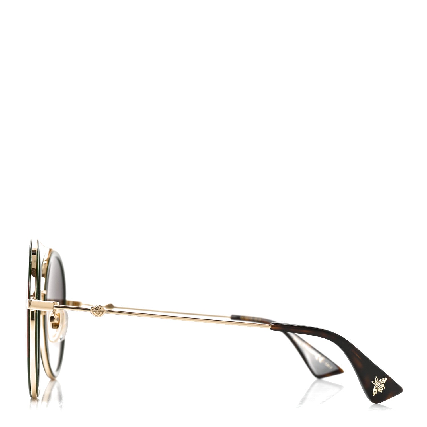 Gucci Metal Round Frame Sunglasses GG0061S Green Red 3 of 6