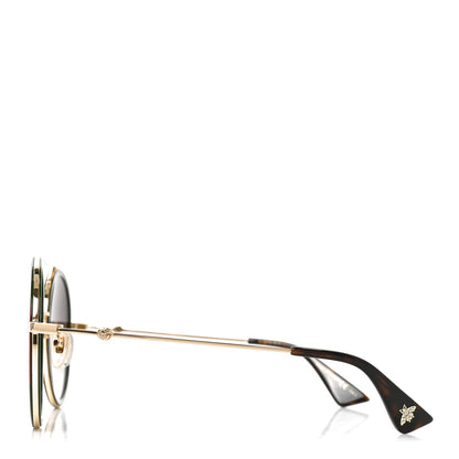 Gucci Metal Round Frame Sunglasses GG0061S Green Red 3 of 6