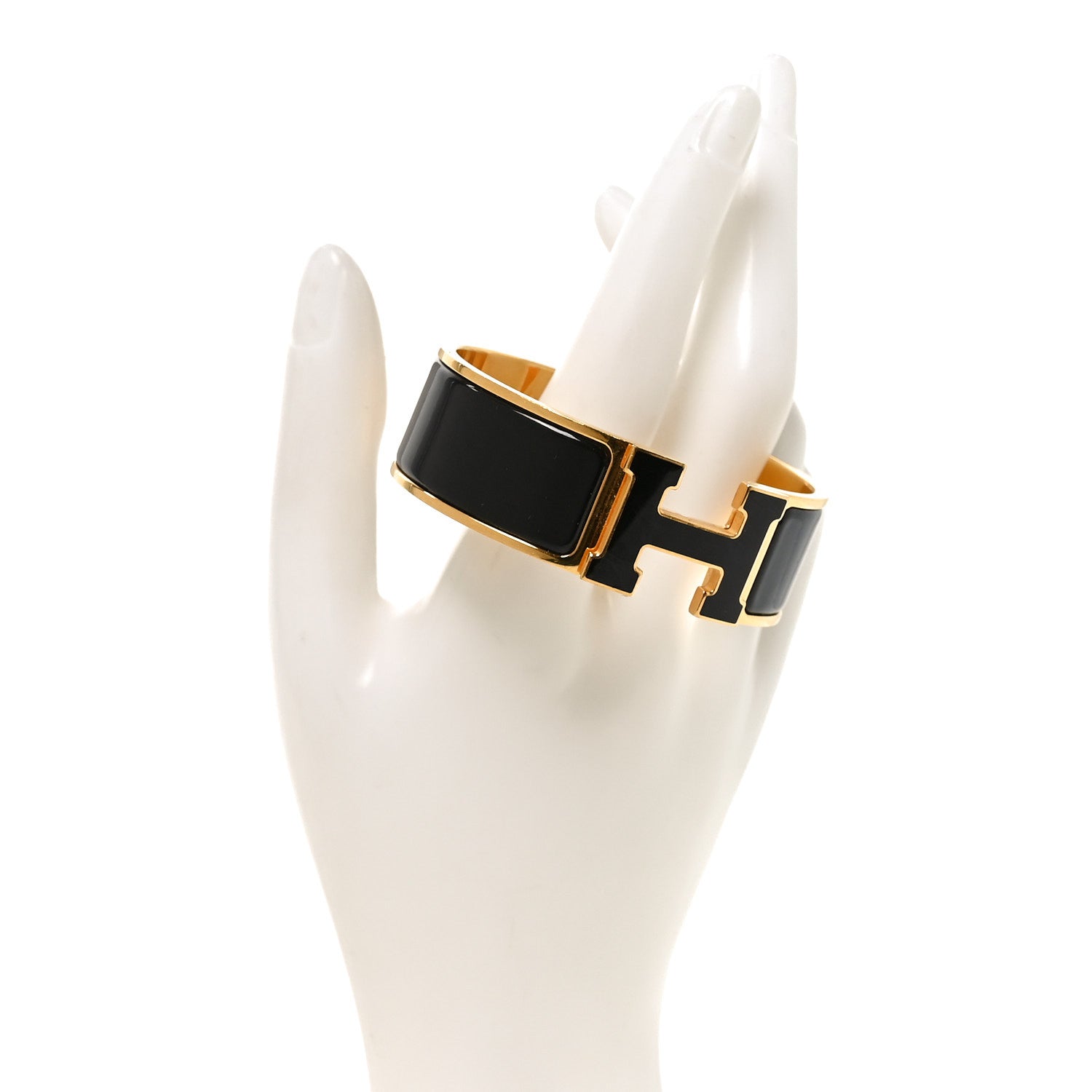 Hermes Enamel Wide Clic Clac H Bracelet Black 2 of 4