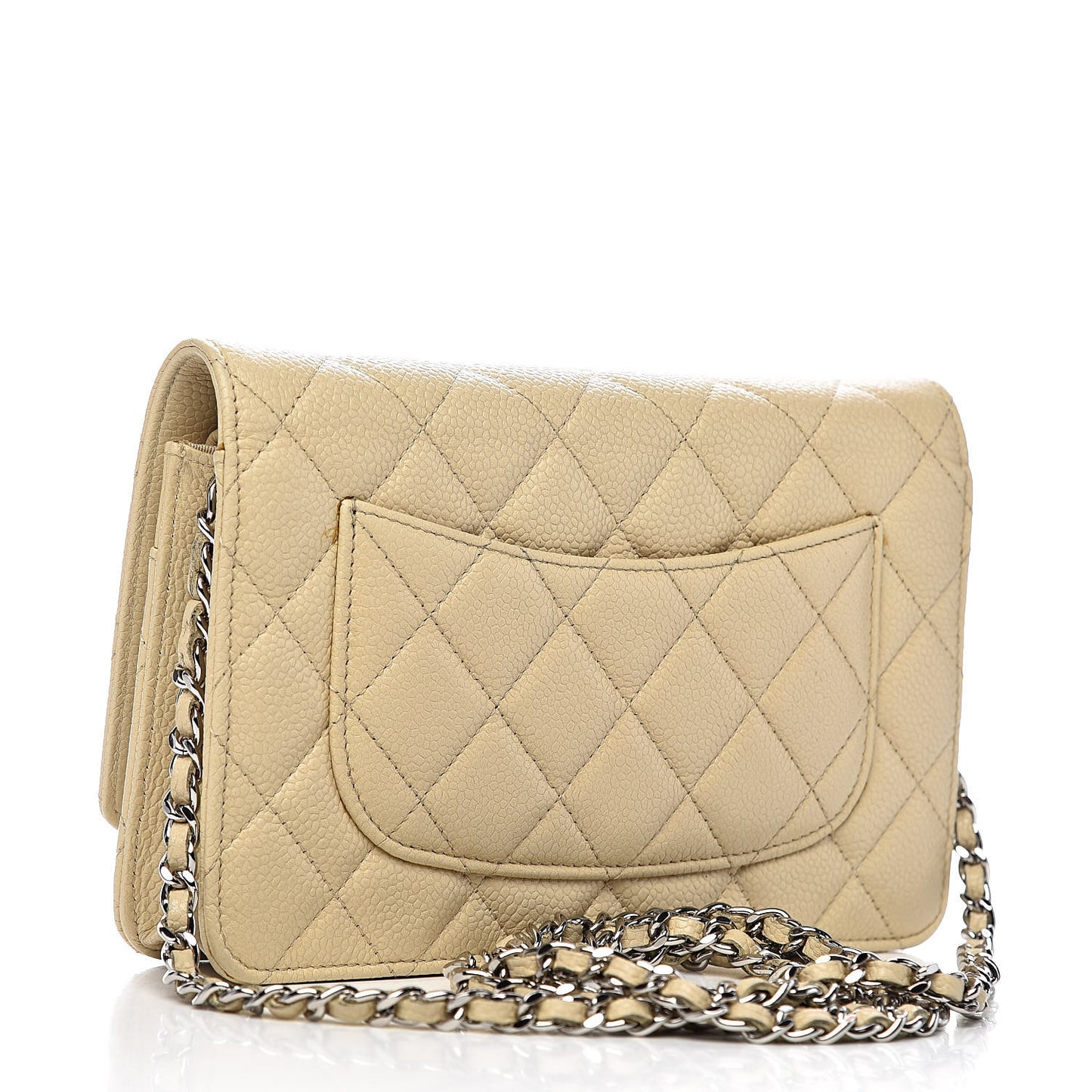 Caviar Quilted Wallet On Chain WOC Light Beige