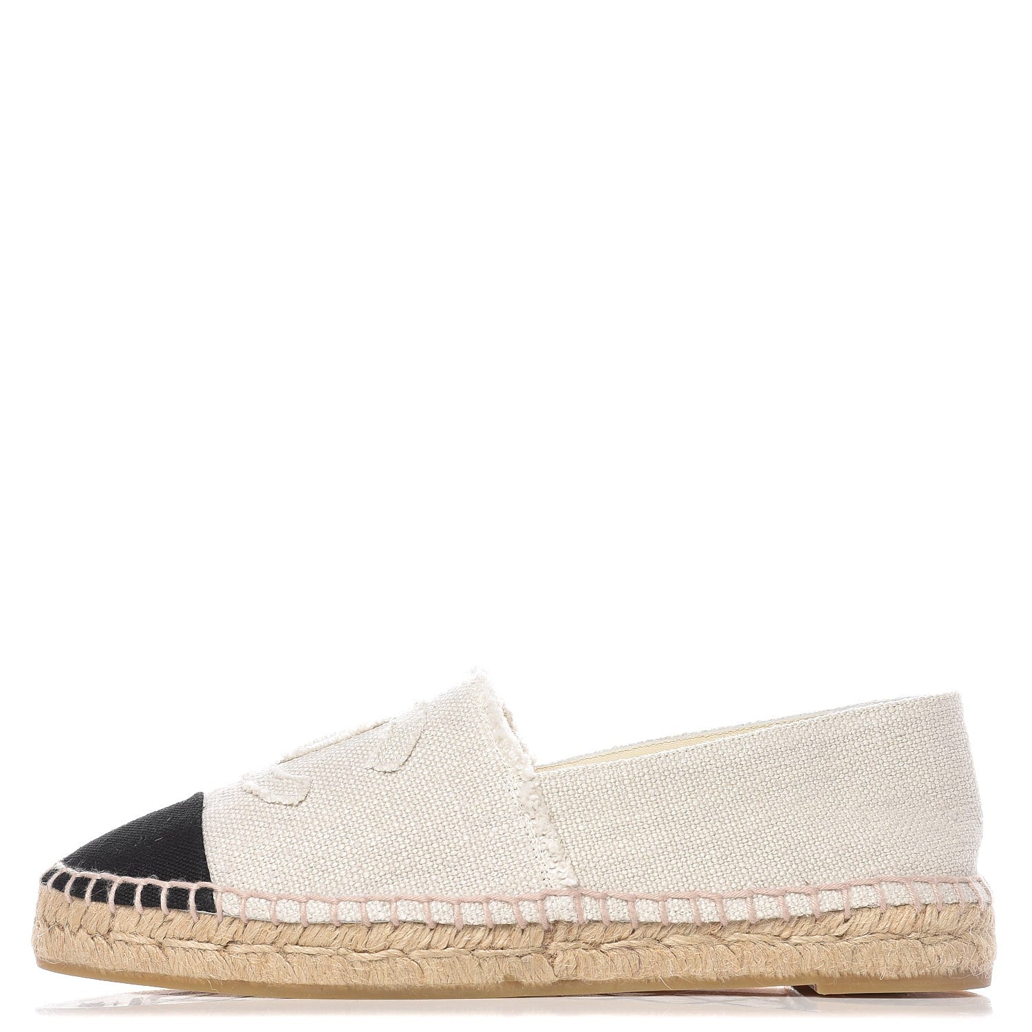 Chanel Linen CC Espadrilles 38 Beige Black 1 of 12