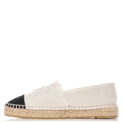 Chanel Linen CC Espadrilles 38 Beige Black 1 of 12