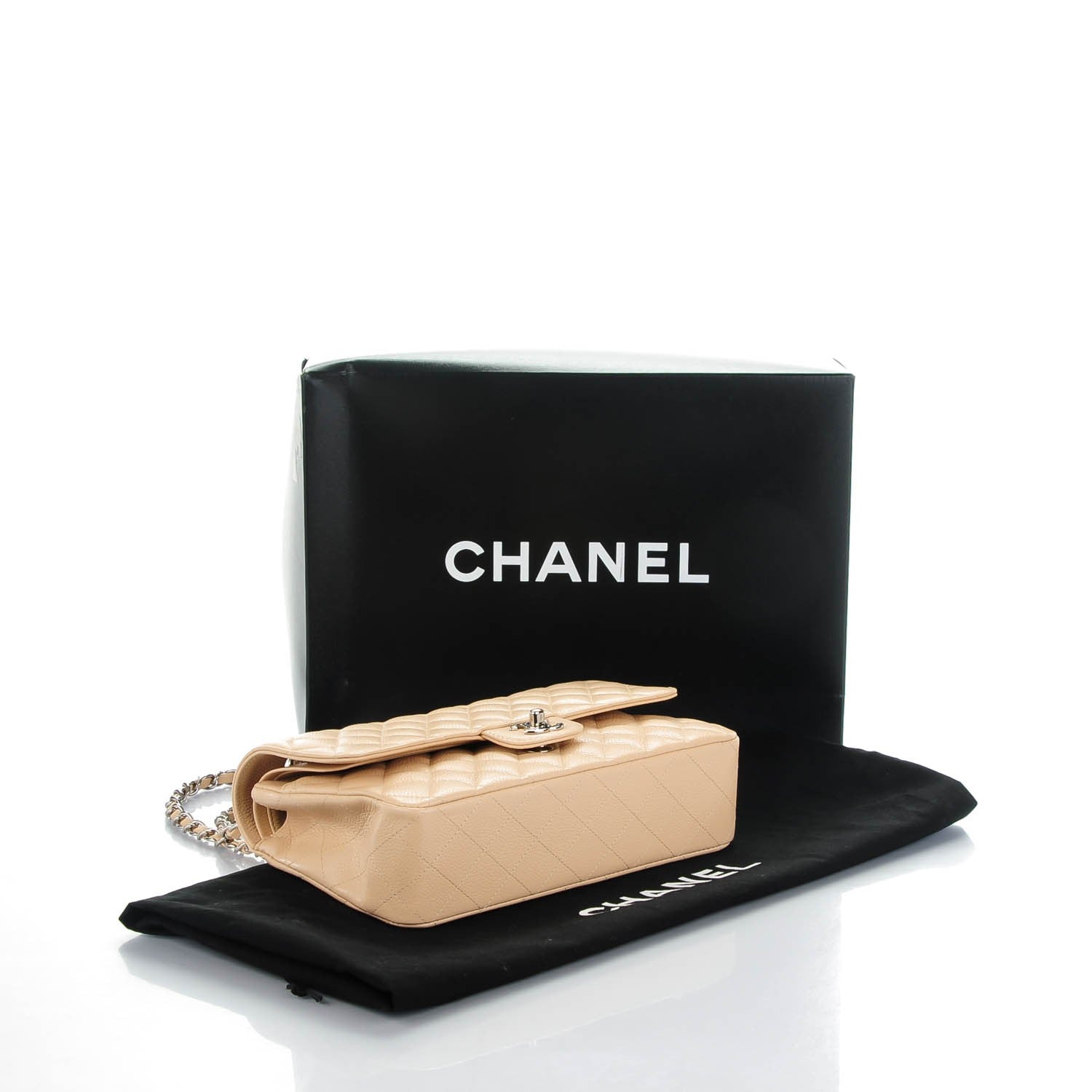 Chanel Caviar Quilted Medium Double Flap Beige Clair 5 of 10
