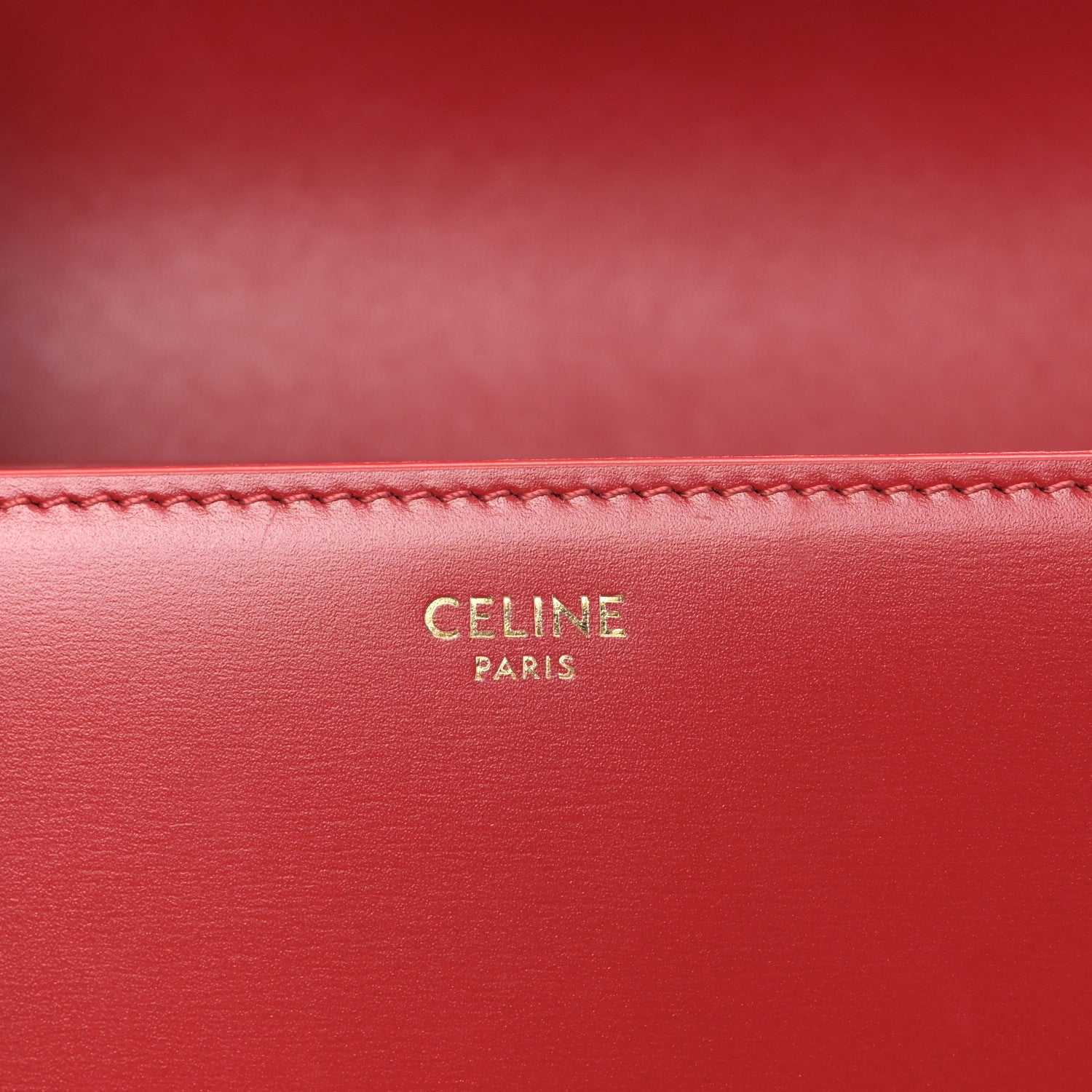 Celine Shiny Calfskin Medium Triomphe Red 6 of 11
