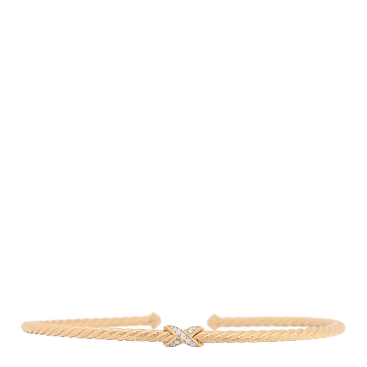 David Yurman 18K Yellow Gold Diamond 2.6mm Micro Cablespira Flex X Bracelet 1 of 3