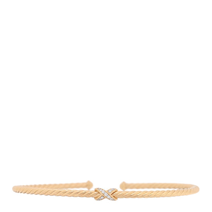 David Yurman 18K Yellow Gold Diamond 2.6mm Micro Cablespira Flex X Bracelet 1 of 3
