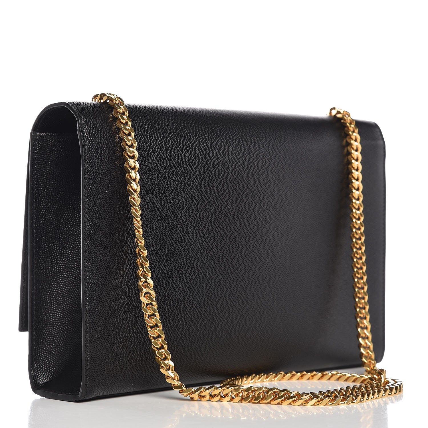 Saint Laurent Grain De Poudre Large Classic Monogram Kate Satchel Black 3 of 8