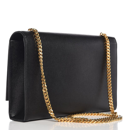 Saint Laurent Grain De Poudre Large Classic Monogram Kate Satchel Black 3 of 8