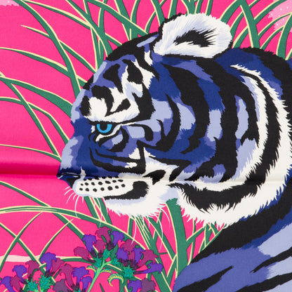 Hermes Silk Tyger Tyger Scarf 90 Rose Vif Indigo Vert 1 of 7