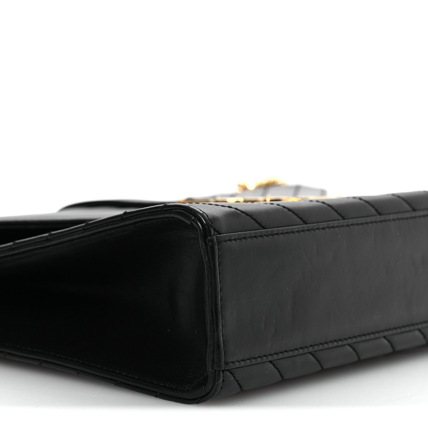 Saint Laurent Smooth Calfskin Matelasse Chevron Large Monogram Satchel Black 16 of 23