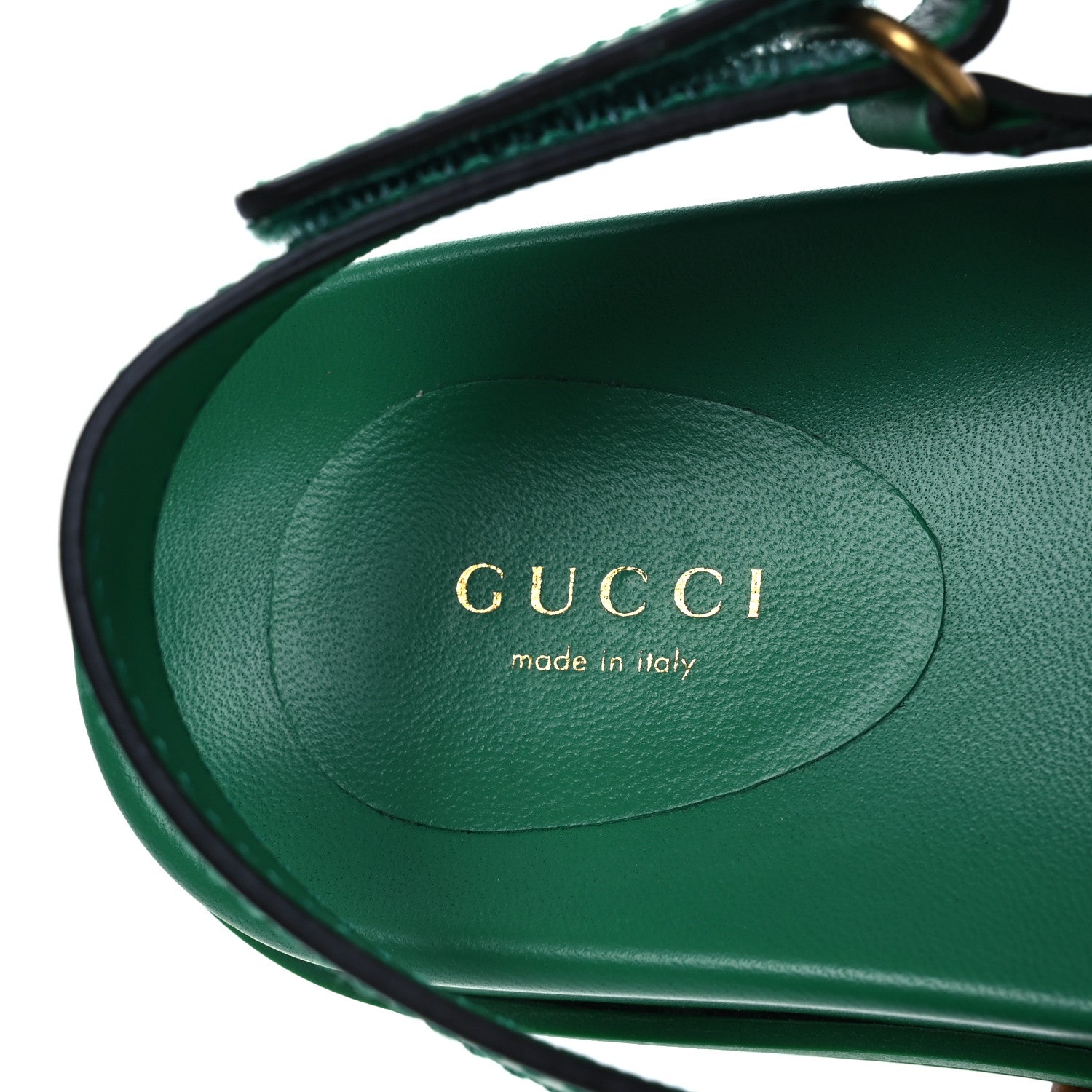 Gucci Calfskin Interlocking G Slingback Sandals 36.5 New Shamarock 9 of 10