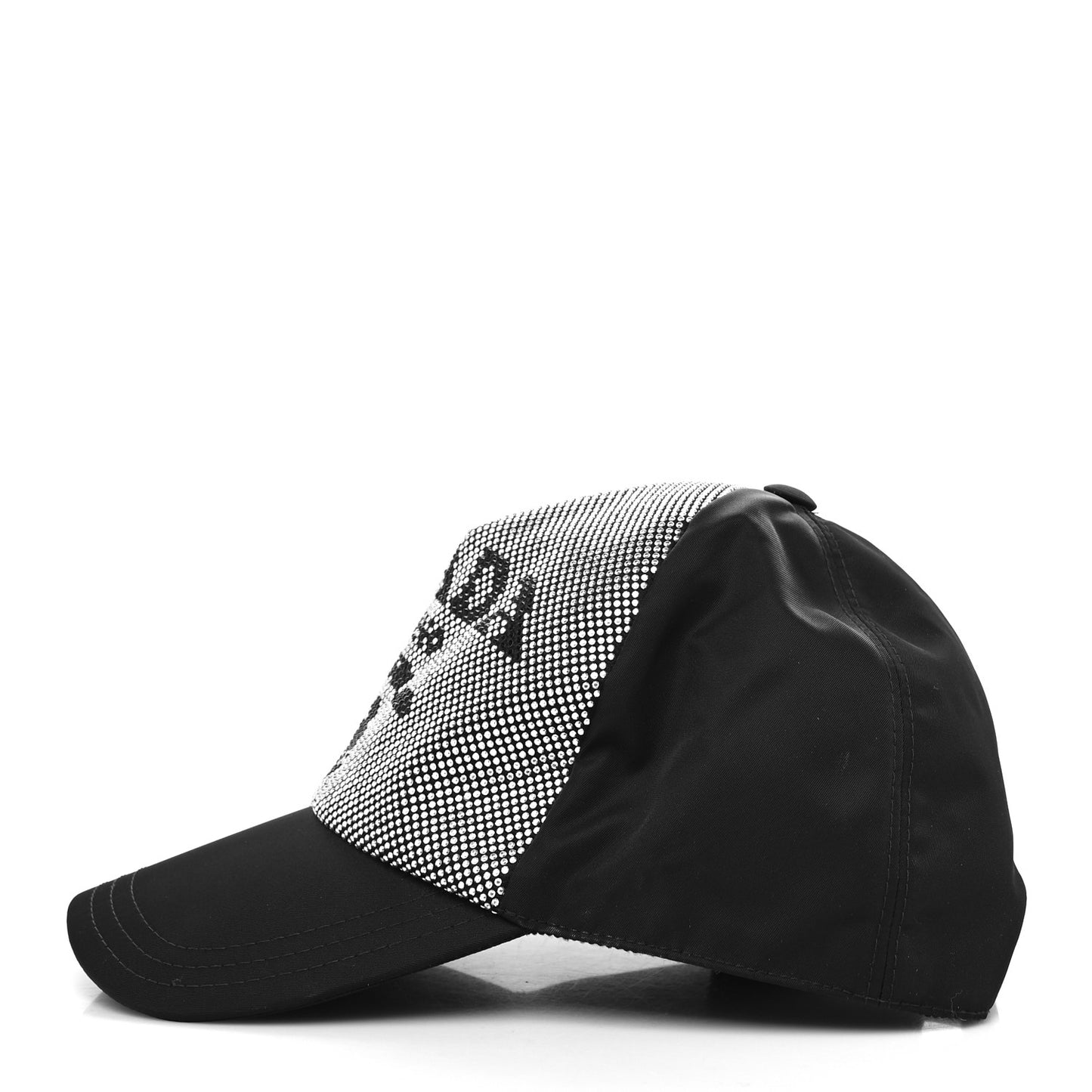 Tessuto Nylon Micro Beaded Logo Mens Baseball Cap M Black Acciaio