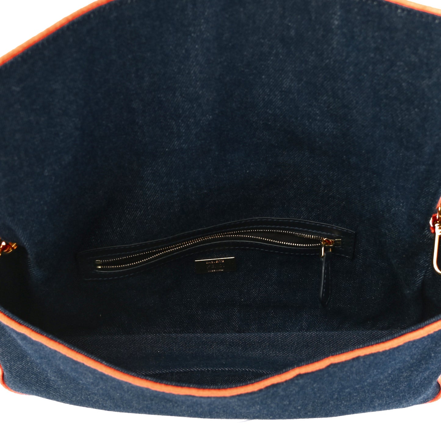 Denim Large Baguette Blue Arancio Fluo