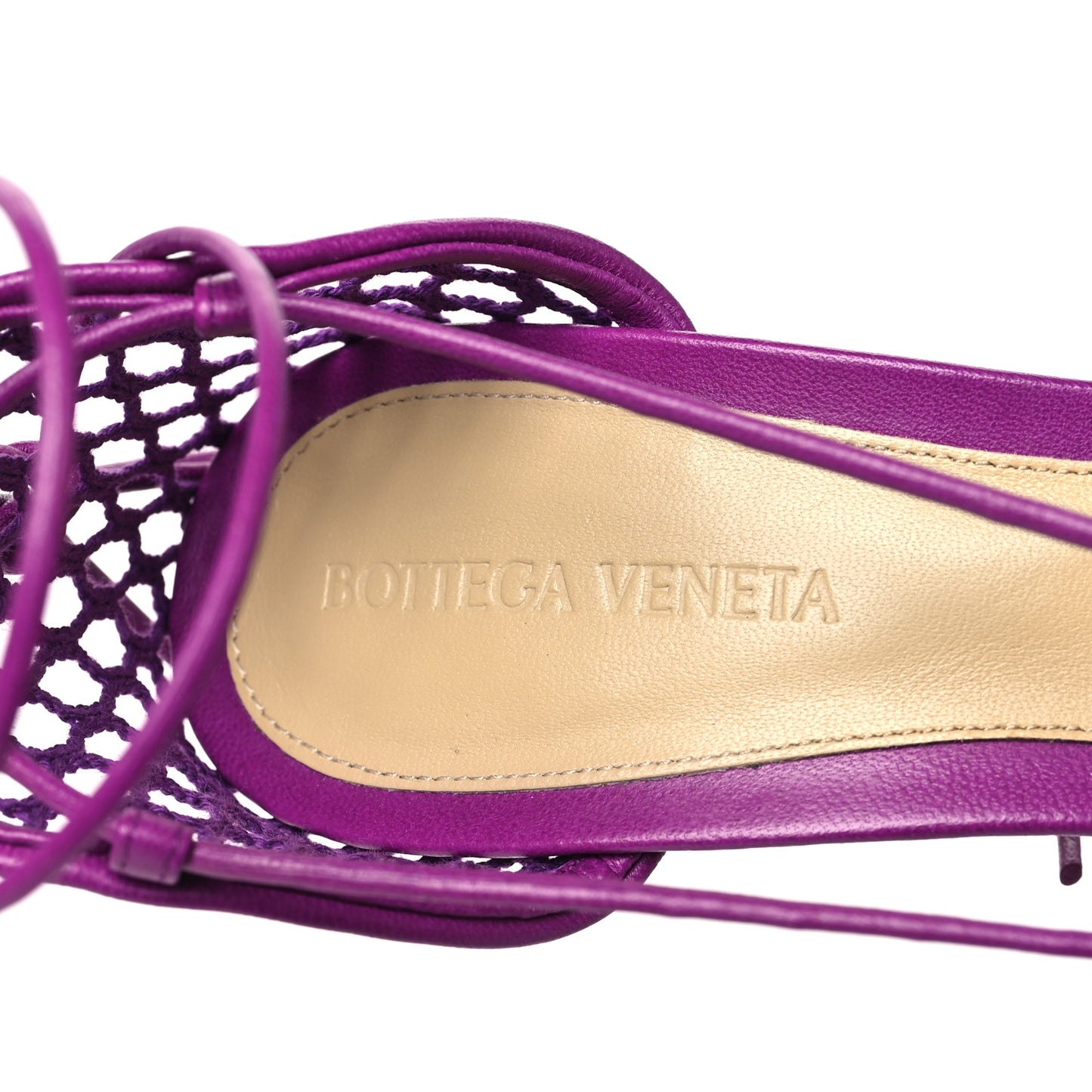 Mesh Nappa Stretch Ankle Tie 90mm Sandals 39.5 Venom