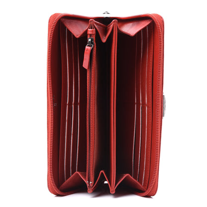 Chanel Caviar Quilted Large Boy Zip Around Wallet Red 4 of 11