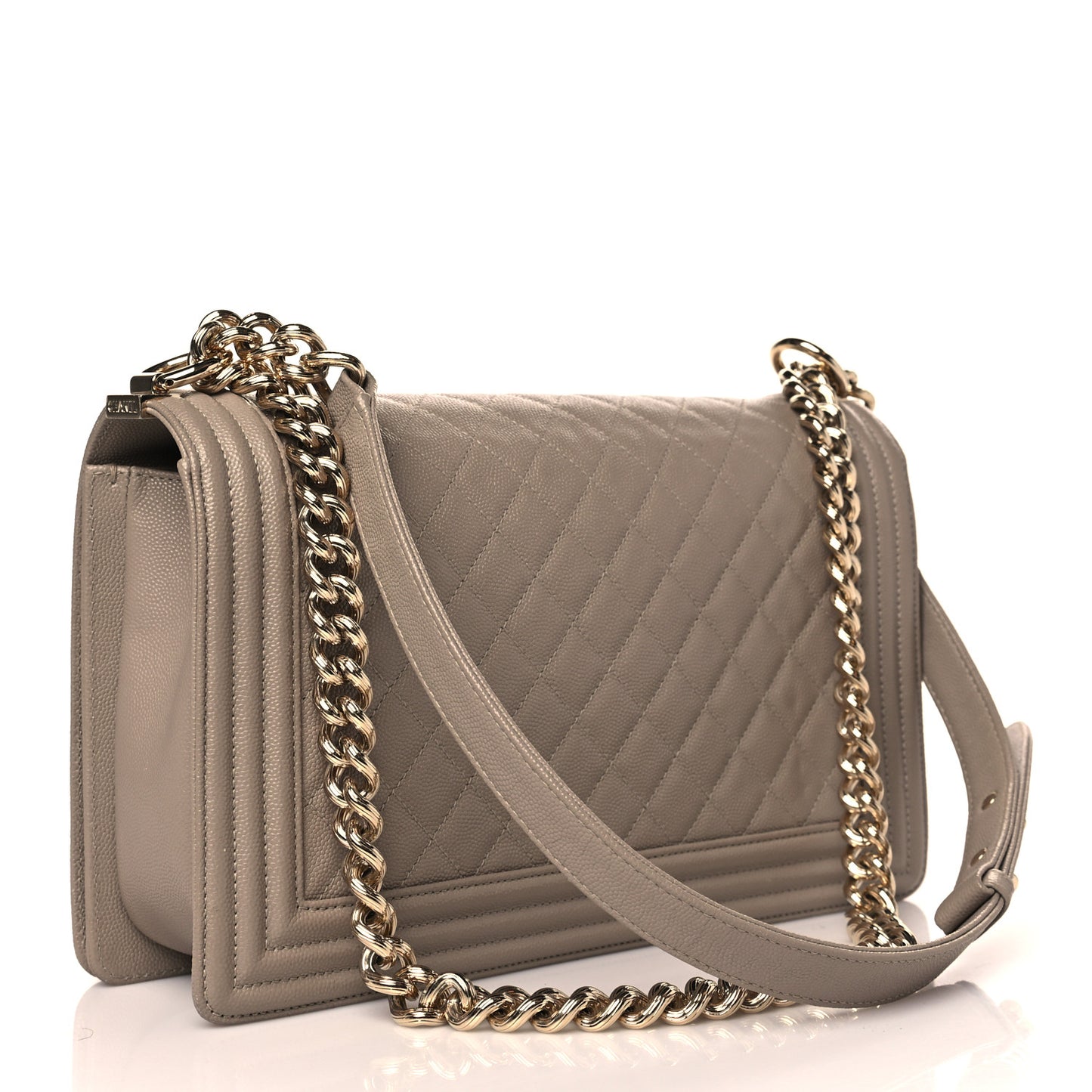 Caviar Quilted New Medium Boy Flap Grey