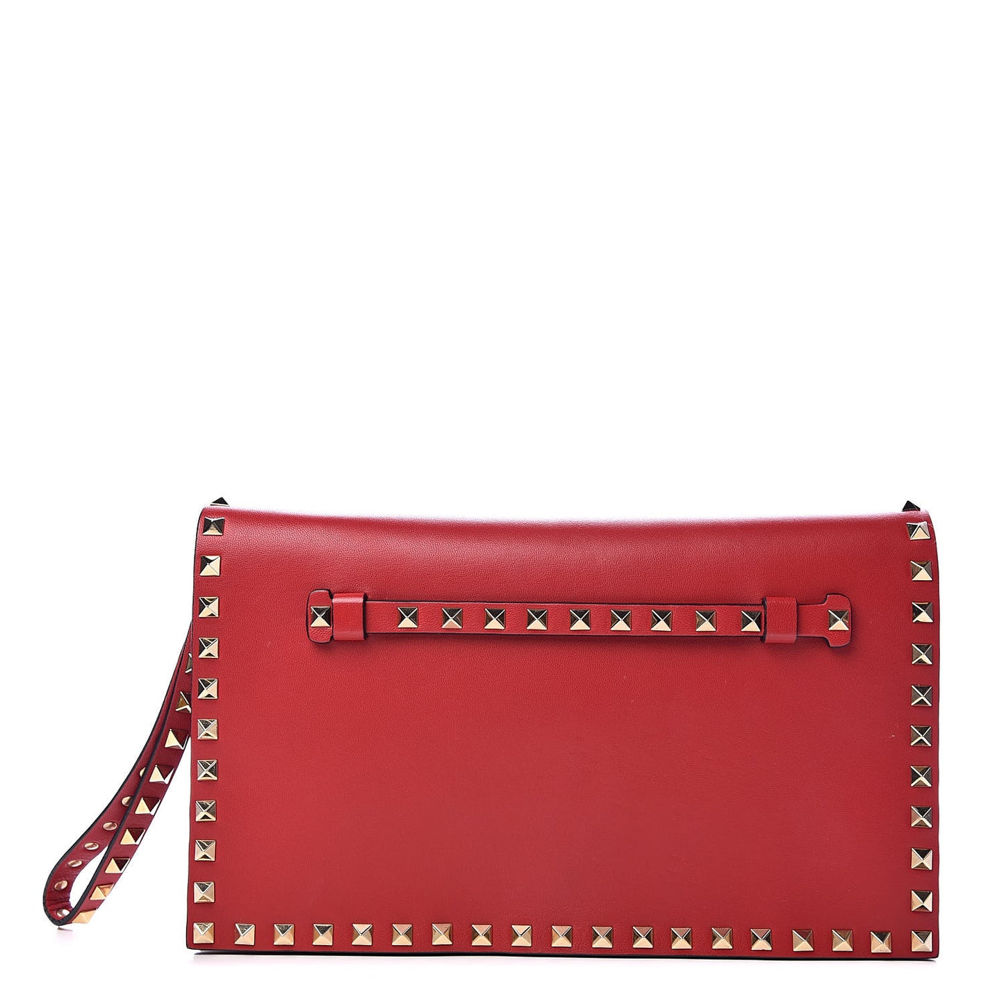 Nappa Rockstud Wristlet Clutch Rosso Valentino