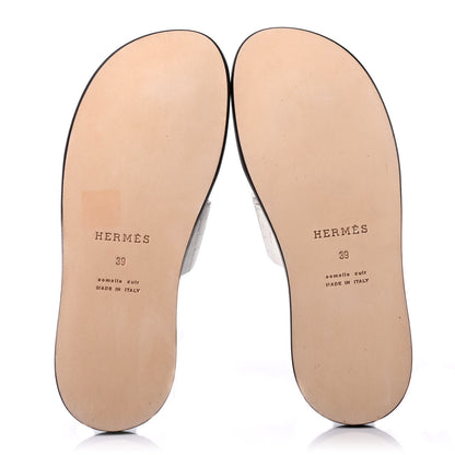 Hermes Matte Niloticus Crocodile Himalaya Izmir Sandals 39 White 4 of 4