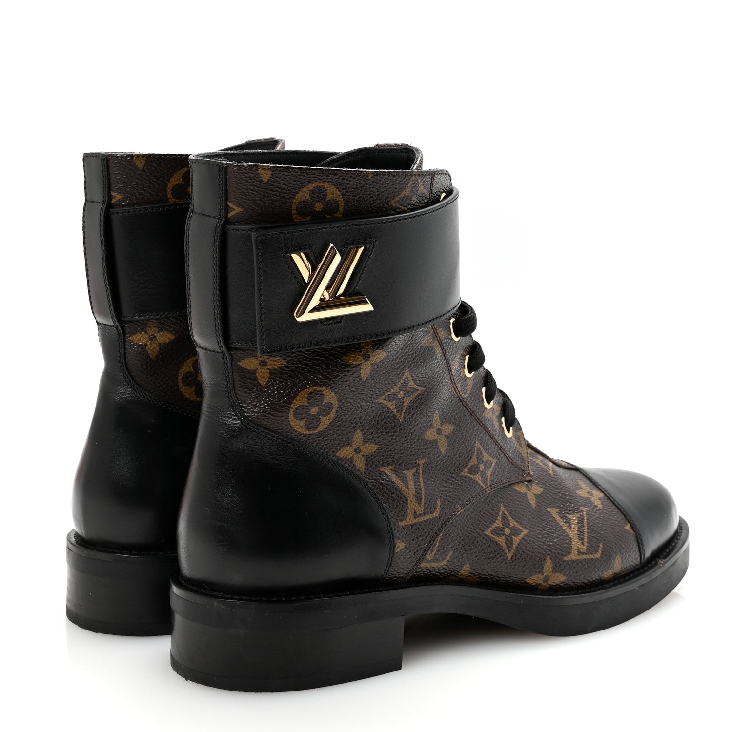 Louis Vuitton Calfskin Monogram Wonderland Flat Ranger Boots 39.5 Black 5 of 7