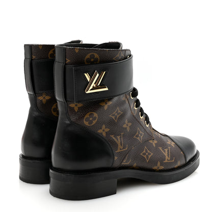 Louis Vuitton Calfskin Monogram Wonderland Flat Ranger Boots 39.5 Black 5 of 7