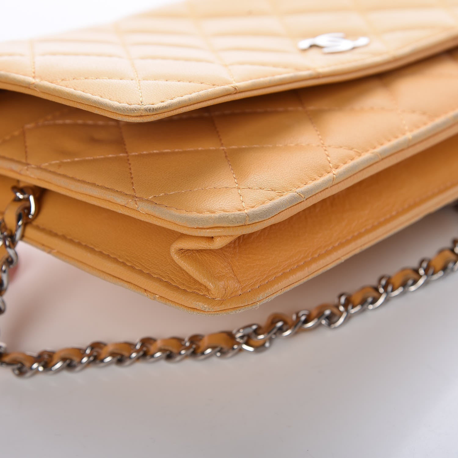 Chanel Lambskin Quilted Wallet on Chain WOC Yellow 16 of 20