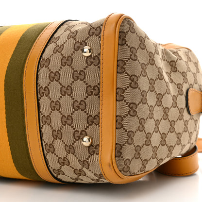 Gucci Monogram Selleria Calfskin Vintage Web Medium Boston Beige Ebony Yellow 10 of 17