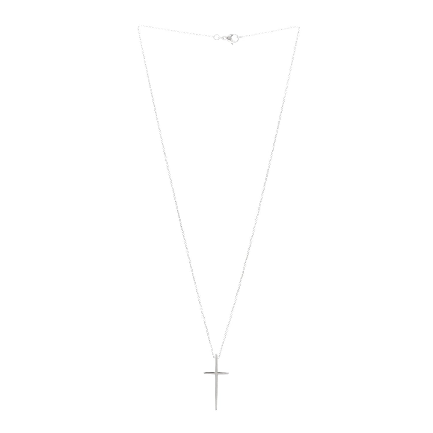 18K White Gold Metro Cross Pendant Necklace