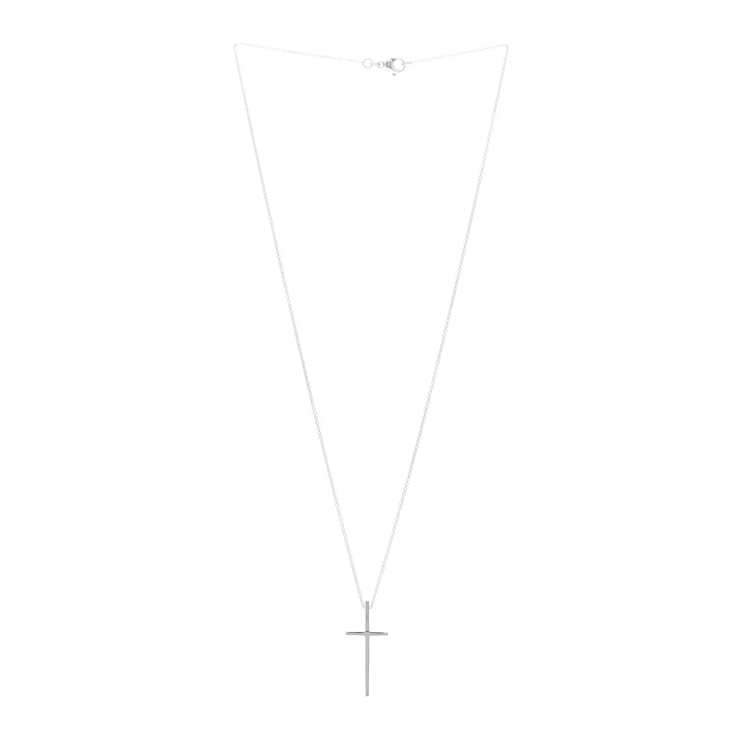 Tiffany 18K White Gold Metro Cross Pendant Necklace 3 of 4