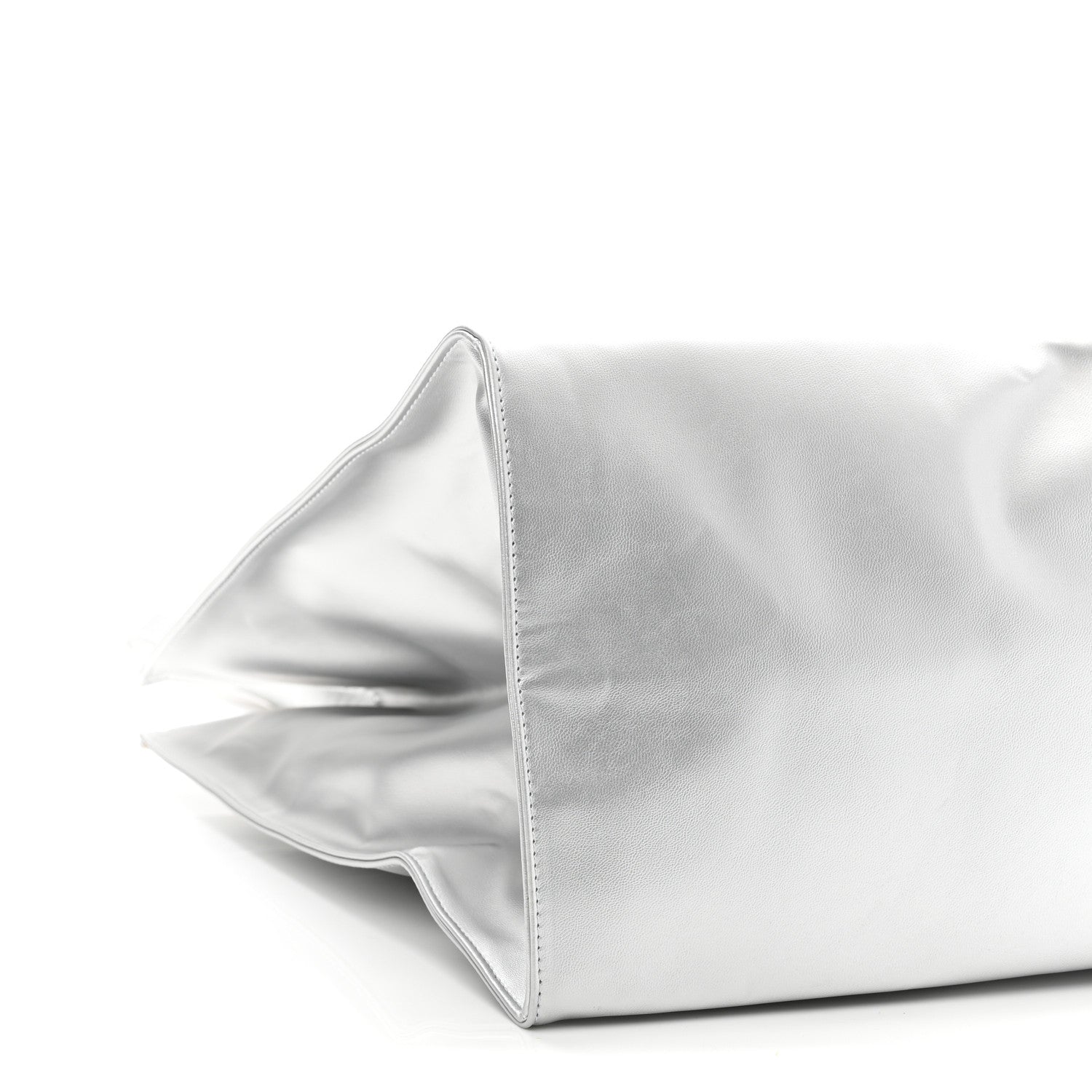 Telfar Metallic Vegan Leather Large Shopping Bag Silver 9 of 10