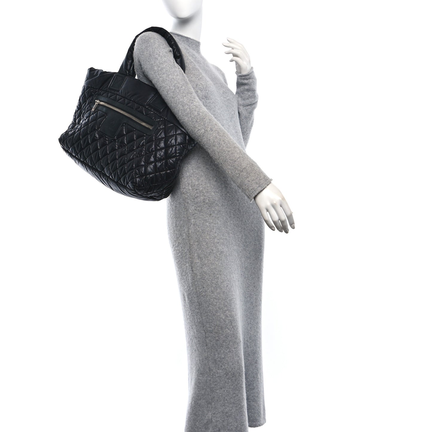 Nylon Quilted Large Coco Cocoon Tote Black