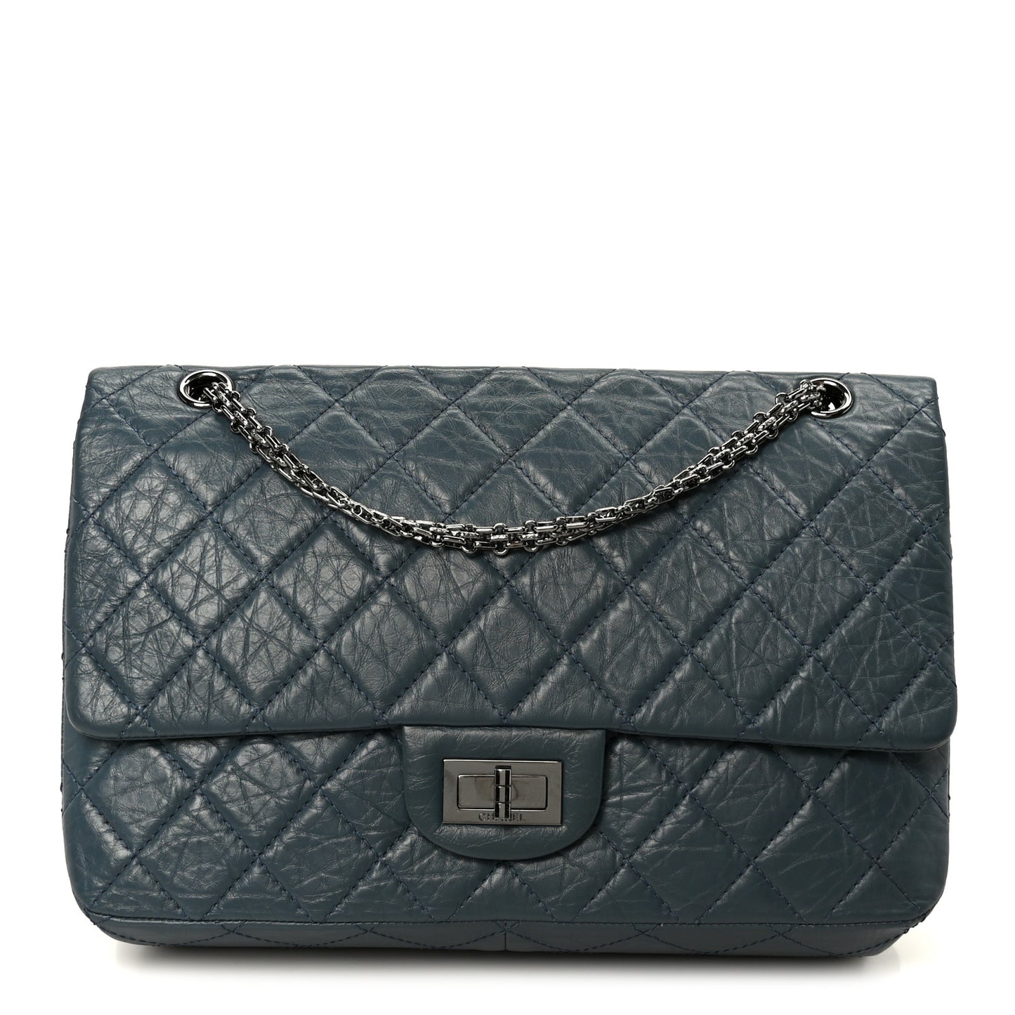 Aged Calfskin Quilted 2.55 Reissue 226 Flap Dark Blue
