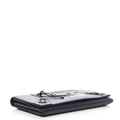Balenciaga Agneau Classic Silver Hardware Money Wallet Bleu Obscur 3 of 7