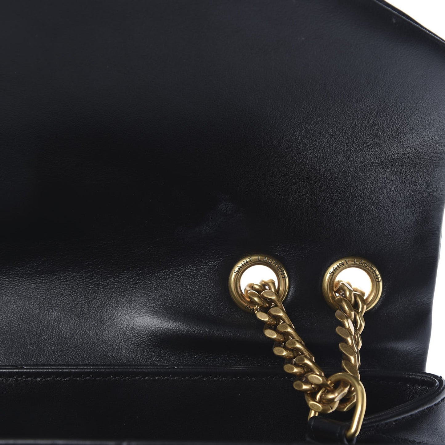Calfskin Y Quilted Monogram Large Loulou Chain Satchel Black
