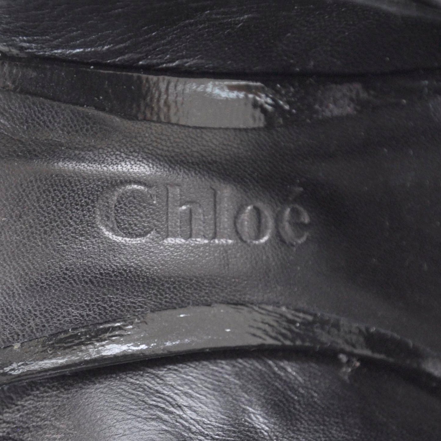 Patent Leather Horseshoe Slingback Heels 40 Black
