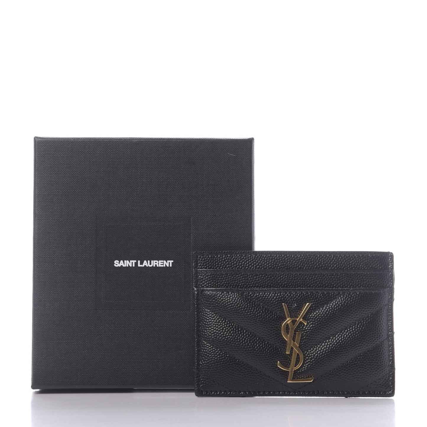 Grain De Poudre Matelasse Chevron Monogram Credit Card Case Black