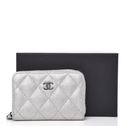 Chanel Metallic Caviar Quilted Zip Coin Purse Grey 11 of 11