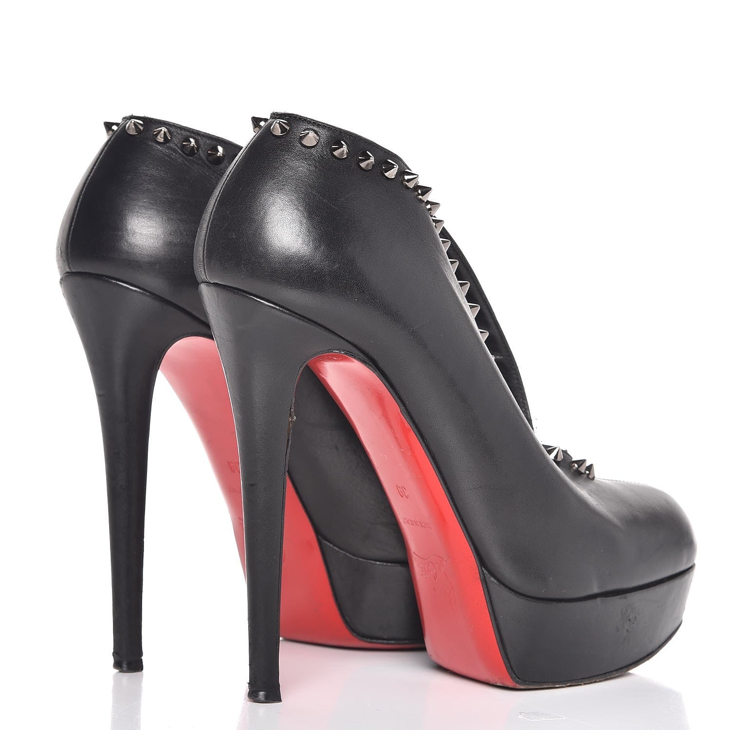 Christian Louboutin Calfskin Studded Miss Fast Plato 140 Platform Booties 39 Black 4 of 13