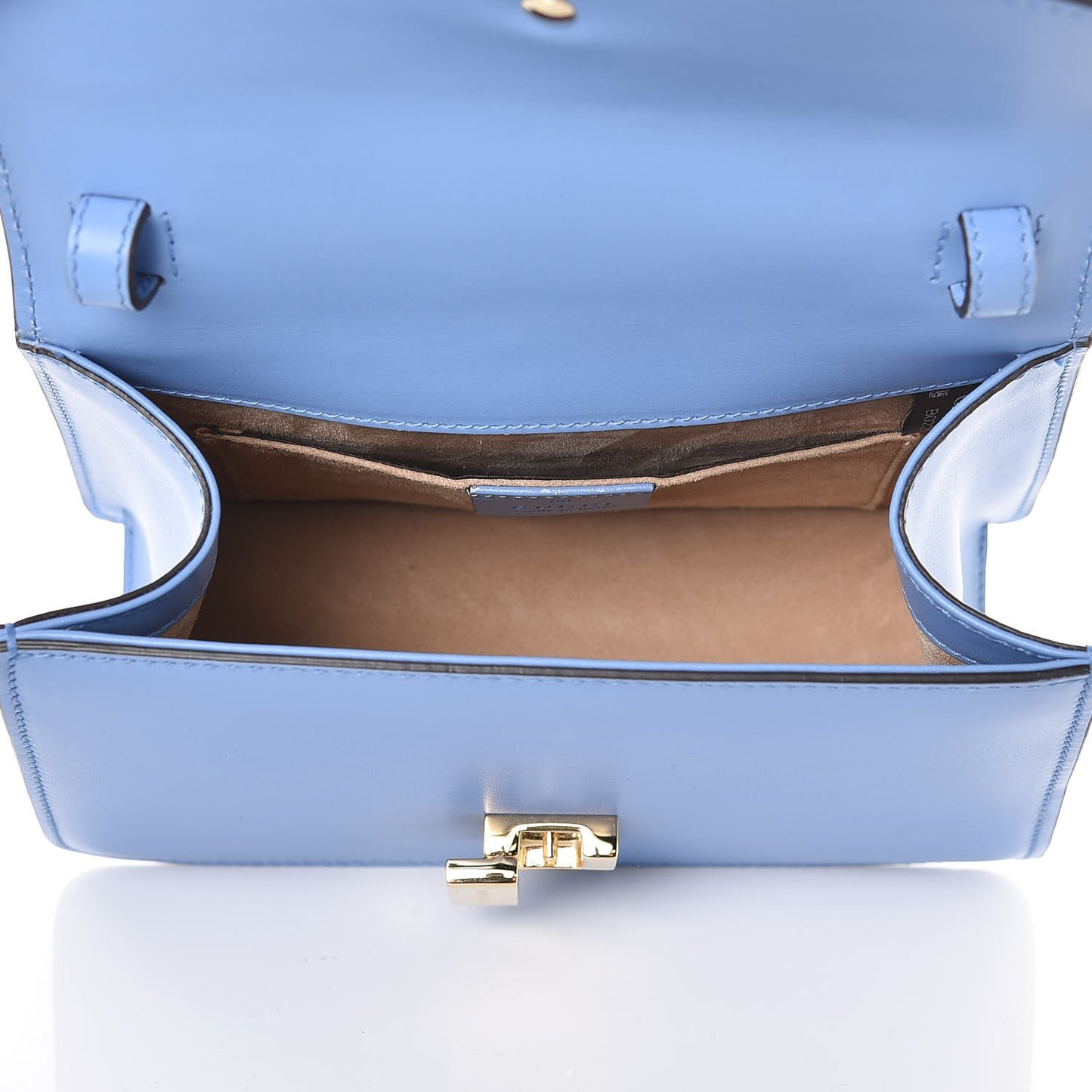 Vitello Fontanella Web Mini Sylvie Top Handle Bag Clear Sky Blue