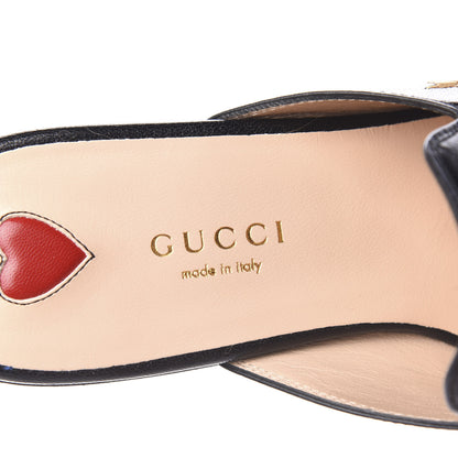 Gucci Goatskin Bee Star Embroidered Womens Princetown Slippers 37 Black 7 of 9