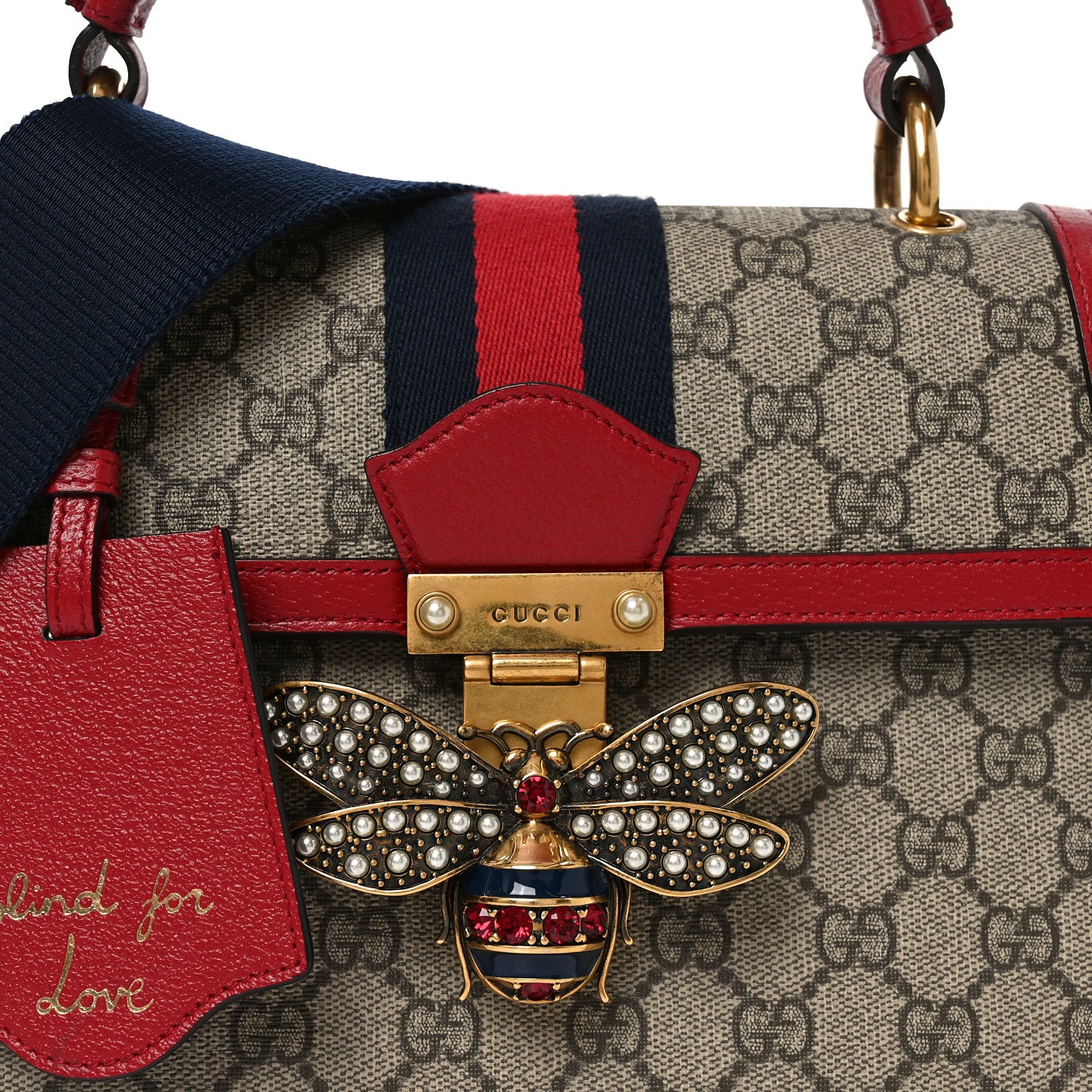 Gucci GG Supreme Monogram Small Queen Margaret Top Handle Bag Red 7 of 9
