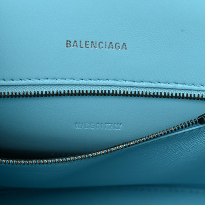 Balenciaga Shiny Calfskin Python Effect Small Hourglass Top Handle Bag Azur Black 6 of 10