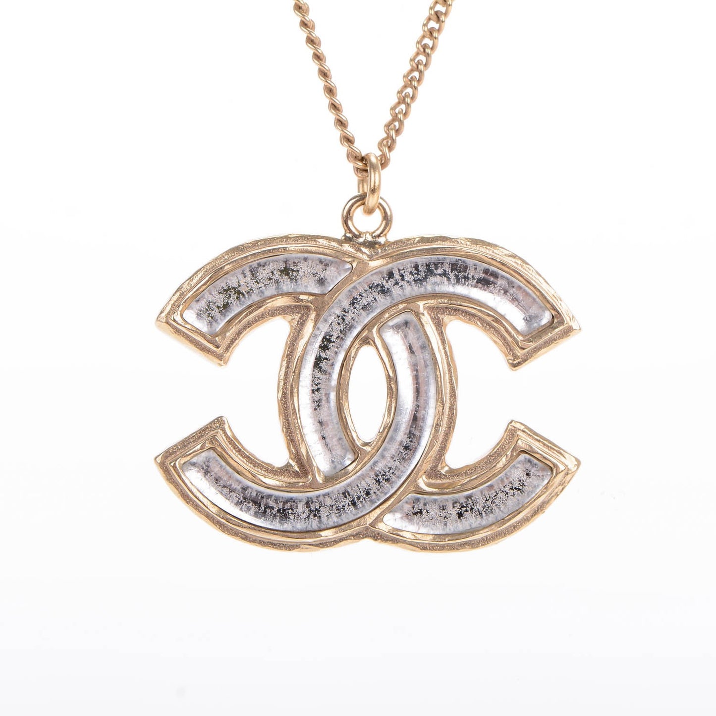 Gripoix CC Pendant Necklace Gold