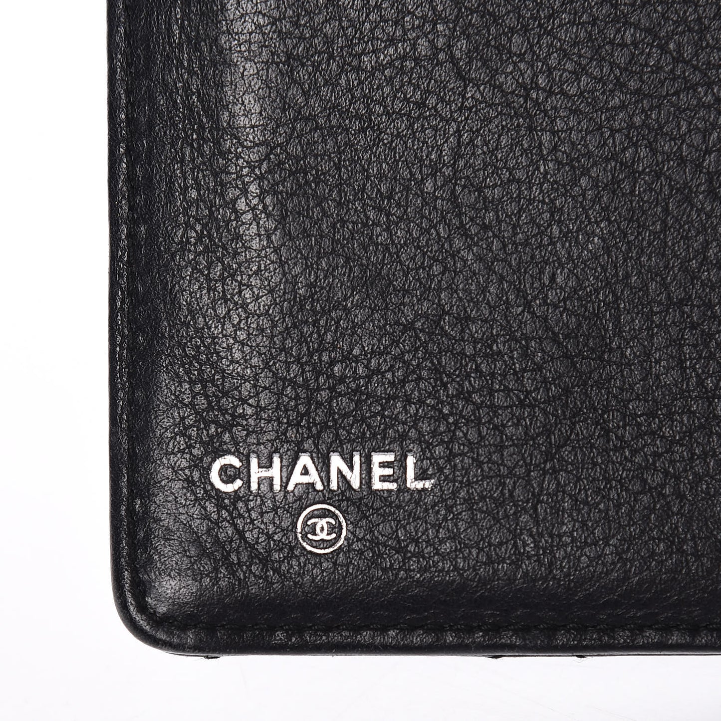 Calfskin Diamond Stitched Yen Wallet Black