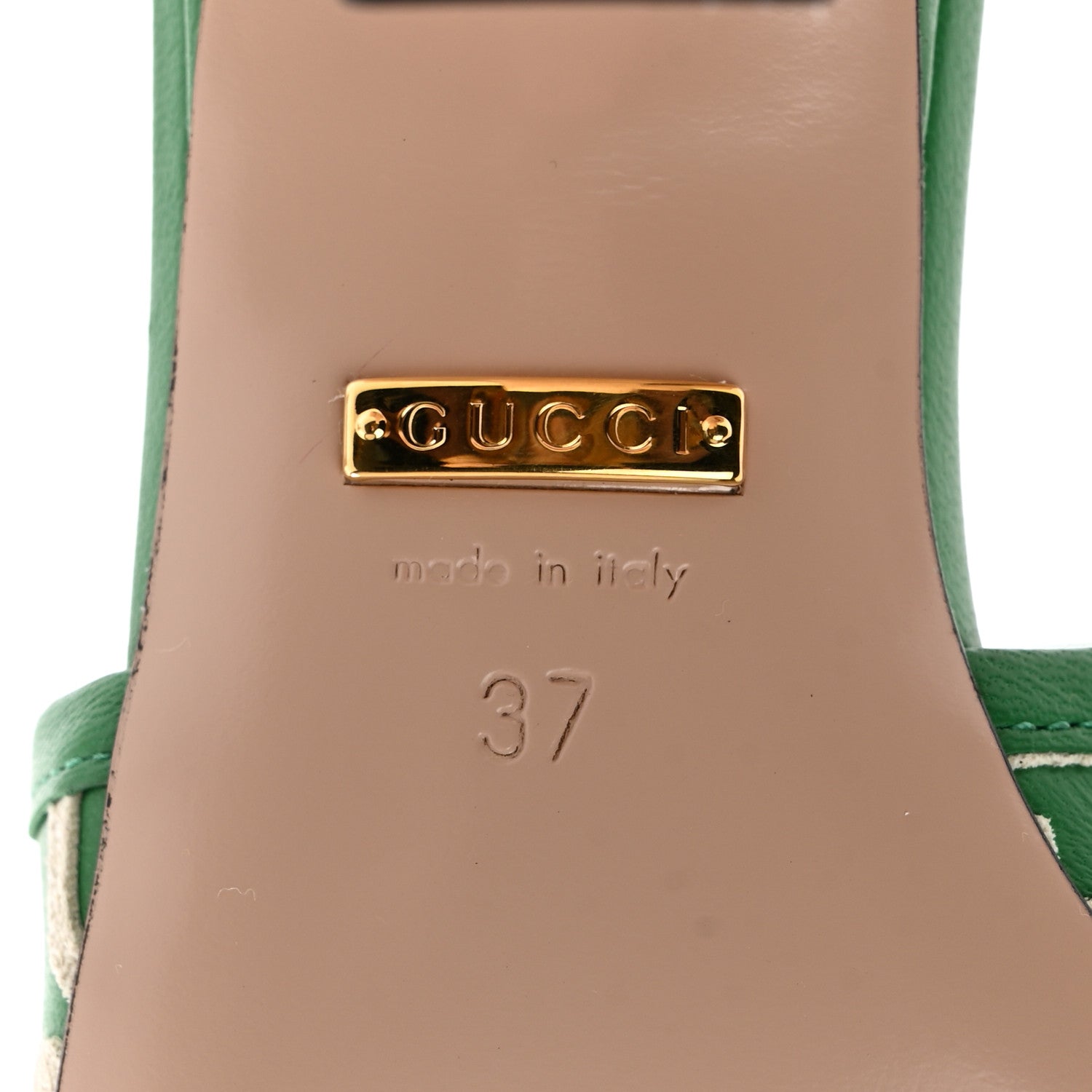 Gucci X ADIDAS Nappa Charlotte Suede Monogram Jumbo GG Trefoil 75mm Slide Sandals 37 New Shamarock Ivoire 7 of 11